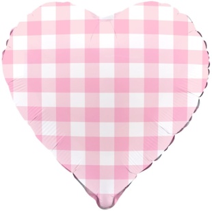 Шар (18''/46 см) Сердце, Клеточки, Розовый, 1 шт.