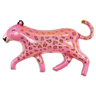 Шар (37''/94 см) Фигура, Леопард, Розовый, 1 шт. в уп.