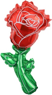 Шар с клапаном (14''/36 см) Мини-цветок, Роза, Красный, 5 шт. в уп.